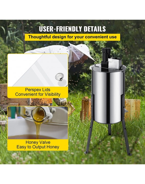 BestEquip Electric Honey Extractor 3 Frame Bee Extractor Stainless Steel Honey Spinner with Stand Beekeeping Equipment