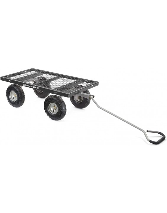 Gorilla Cart 800 Pound Capacity Heavy Duty Durable Steel Mesh Convertible Flatbed Garden Outdoor Hauling Utility Wagon Cart, Black