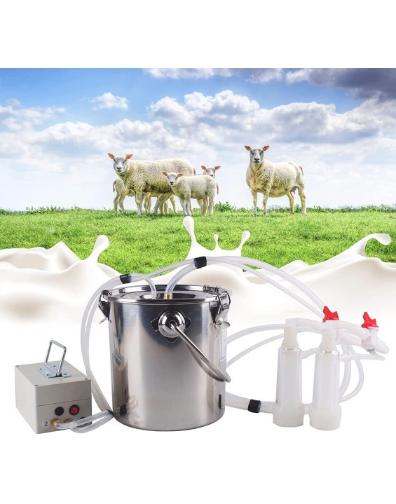 Electric Milking Machine for Cattle/Goat Stainless Steel Pulsation Milking Vacuum Pump,Parts Goat Milker Machine Goat Milking Supplies for Donkey Sheep Cow Horse (Color : for Goats, Size : 7L)