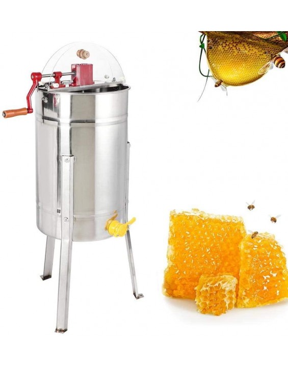 Honey Extractor, Manual Stainless Steel 3 Frame Bee Honey Separator Honey Centrifuge Machine Honeycomb Drum Spinner Beekeeping Equipment Tool, Durable and Wear-Resistant for Beekeppers