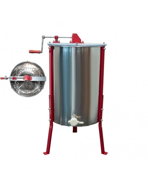 4 Frame Manual Honey Extractor Separator,304 Food Grade Stainless Steel Honeycomb Spinner Drum Manual Crank with Adjustable Height Stands,Beekeeping Pro Extraction Apiary Centrifuge Equipment