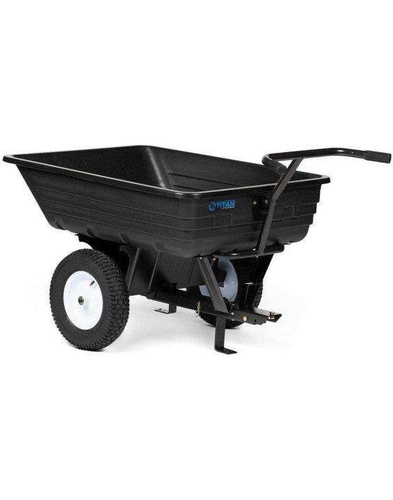 Titan Attachments 650 LB (10 Cu. Ft.) Economy Tow-Behind Poly Dump Cart for Lawn