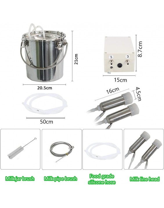 DISHENGZHEN Cow and Goat Milking Machine, 7L Milking Machine Kit for Cattle and Sheep, Portable Electric Milker Milking Machine, Automatic Livestock Milking Equipment