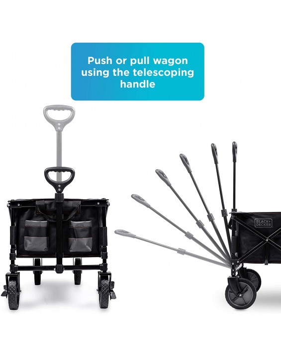 BLACK+DECKER Utility Wagon, Collapsible / Folding Wagon, Black (BDSTCTBK01)