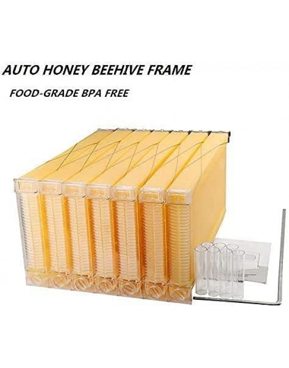 Auto Flow Beehive Food Grade Beekeeping Wooden House with 7 Automatic Honey Flow Combs for Beekeeper Starter (BPA Free)