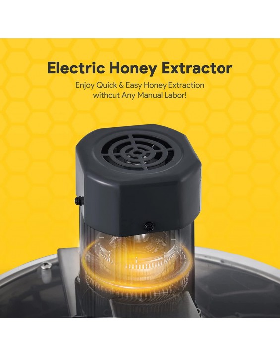 CREWORKS Electric Honey Extractor Separator, 4-Frame Stainless Steel Honeycomb Spinner, Beekeeping Extraction Apiary Centrifuge Equipment