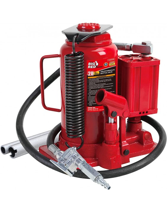 BIG RED TA92006 Torin Pneumatic Air Hydraulic Bottle Jack with Manual Hand Pump, 20 Ton (40,000 lb) Capacity, Red