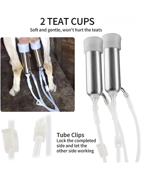 HSY SHOP Cow Goat Milking Machine, Pulsation Rechargeable Battery Vacuum Pump Milker, Automatic Portable Livestock Milking Equipment (Color : Cattle, Size : 5L)