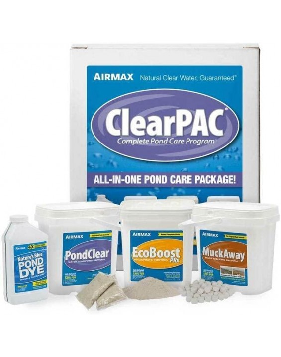Airmax ClearPAC Plus Complete Pond Care Packages, Treat Muck, Clarify Water, Add Color & Beneficial Bacteria