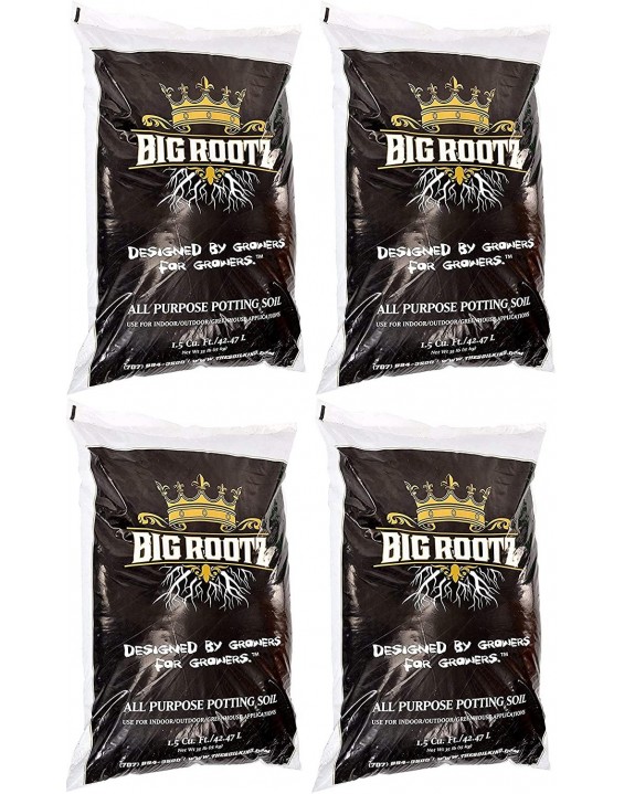 Big Rootz All Purpose Potting Soil - pH Adjusted and Enriched to Maximize Root Growth (4 Bags)