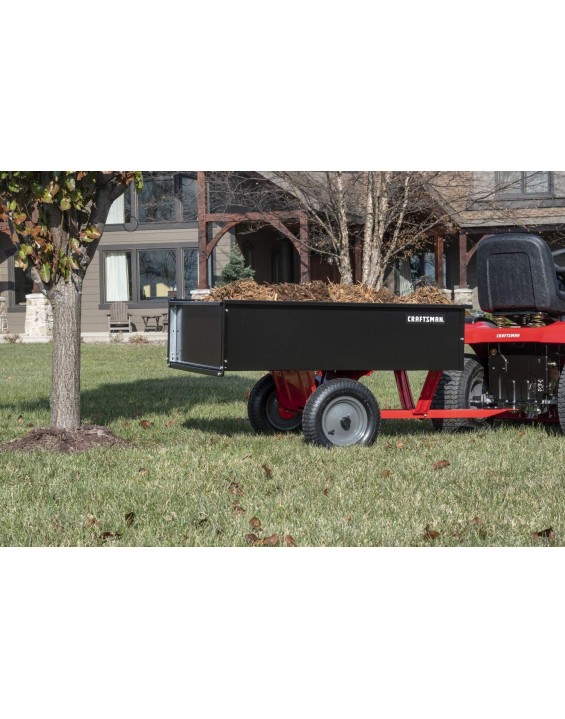 Craftsman CMXGZBF7124355, 750-Pound, 12-cu ft Steel Tow Dump Cart, Black