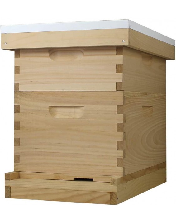Amish Made in USA Complete 8 Frame Langstroth Beehive - The Beginner (1 Deep, 1 Medium)