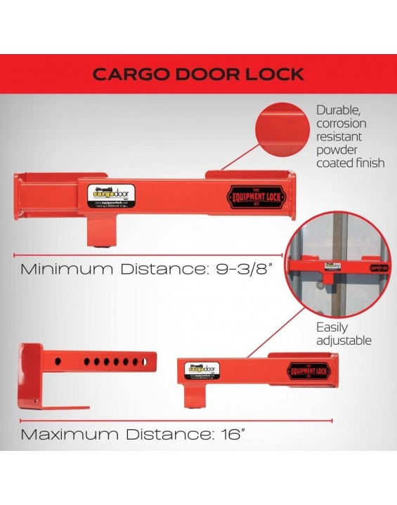 Equipment Lock Cargo Door Lock CDL - Steel Cargo Door Lock - Truck Accessories & Storage - Maximum Security Door Lock - for Semi Trailer Trucks & Containers - Safety Red