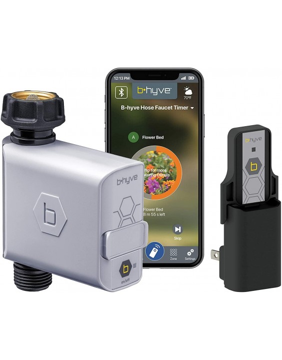 Garden Box Drip Watering Kit with B-hyve Smart Hose Faucet Timer and Wi-Fi Hub