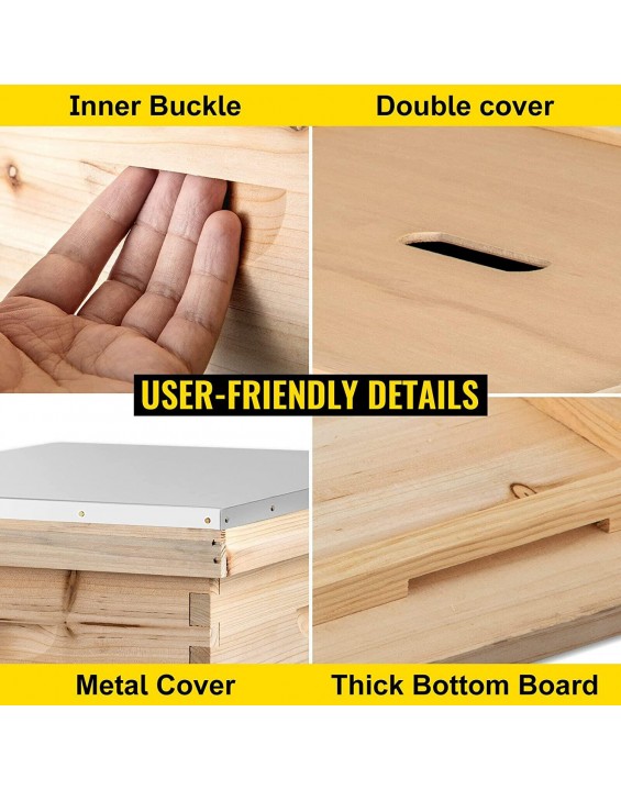 DONCK Mechanical Tool Bees Box Wooden Kit Bee Nest Beekeeping Equipment Beekeeper Tool for Bee Hive Supply Nest Frame with Metal Roof Multifunctional (Color : 20 Frame 4 Layer)