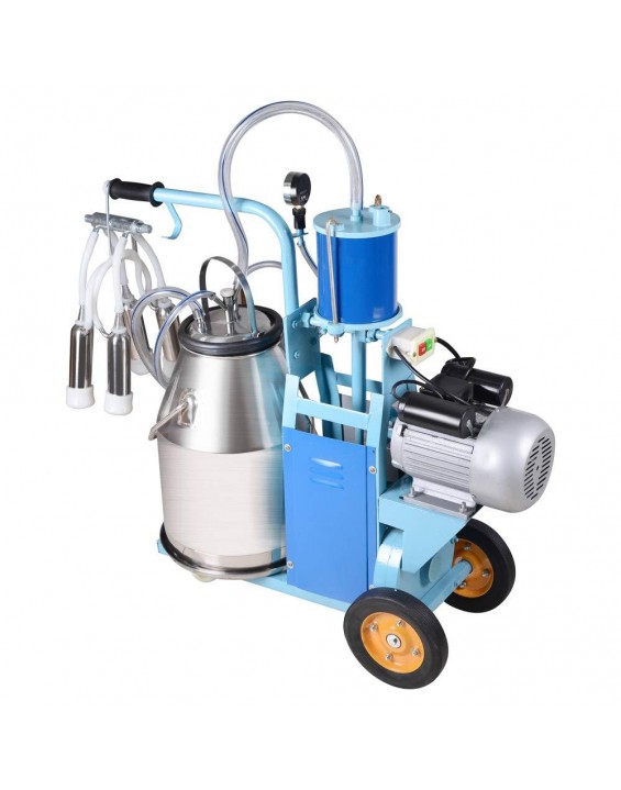 Electric Milking Machine 25L, 110V Milker Machine 10-12 Cows/Hour, 0.55KW 1440 RPM Portable Milking Machine with 25L 304 Stainless Steel Bucket Milking Machine Bucket Milker for Cows