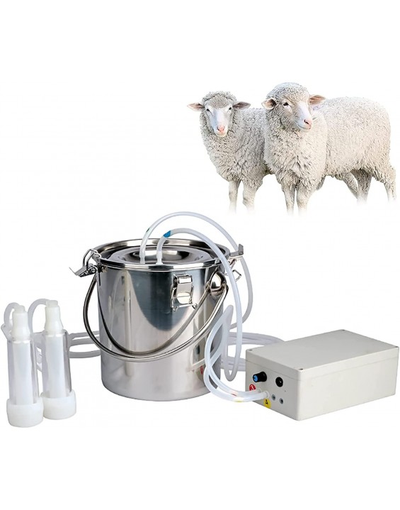 DISHENGZHEN Goat Milking Machine, Rechargeable Pulsation Milker, 5L Household Electric Sheep Milking Auto-Stop Device, with Stainless Steel Bucket, Farm Milking Supplies