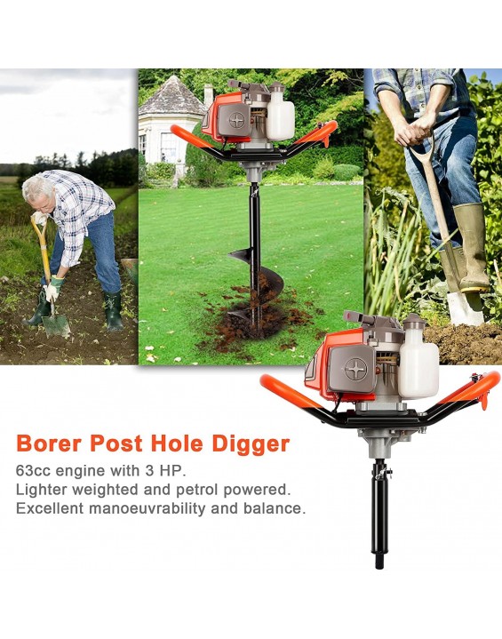 GPOAS 63cc Gas Powered Auger Post Hole Digger with 6
