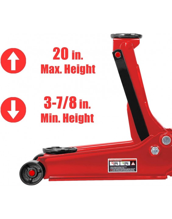 BIG RED AT84007R Torin Hydraulic Low Profile Service/Floor Jack with Dual Piston Quick Lift Pump, 4 Ton (8,000 lb) Capacity, Red