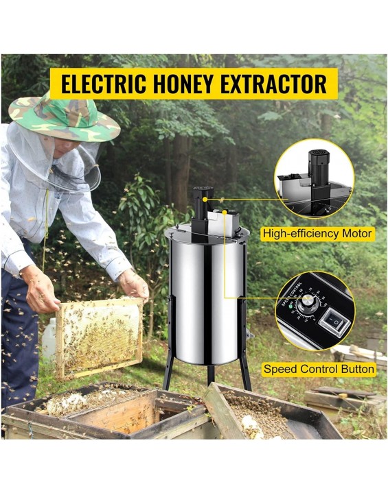HUACHEN-LS 2 3 4 Frame Honey Extractor Electric Stainless Steel Honeycomb Spinner Crank Honey Centrifuge Beekeeping Equipment Stable (Color : 1, Size : 3 Frames)