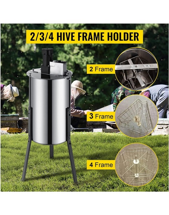 HUACHEN-LS 2 3 4 Frame Honey Extractor Electric Stainless Steel Honeycomb Spinner Crank Honey Centrifuge Beekeeping Equipment Stable (Color : 1, Size : 3 Frames)