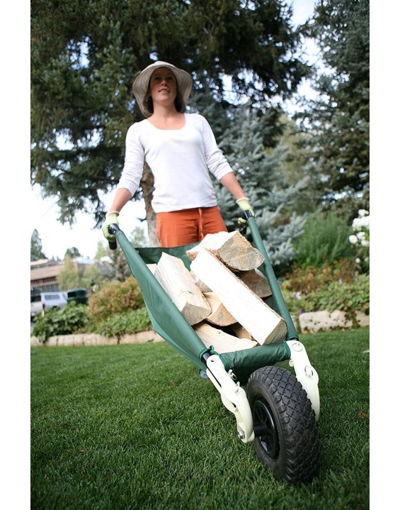 Allsop Home and Garden WheelEasy LE, Folding Yard Cart/Ground Load Wheelbarrow, Lightweight with 150 lbs Capacity, Ultra-Thick Vinyl-Coated Nylon, Large 10