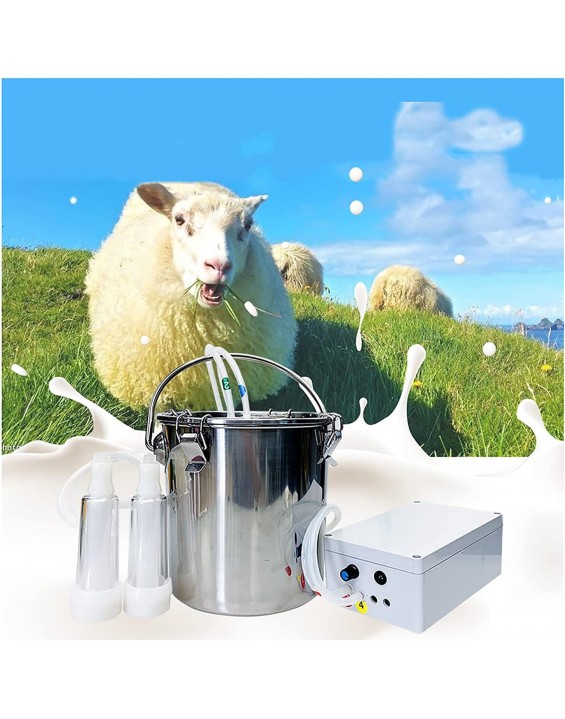 DISHENGZHEN Sheep Milking Machine, 5L Pulsation Milking Machine, Automatic Stainless Steel Livestock Milking Equipment, Household Food Grade Silicone Hose