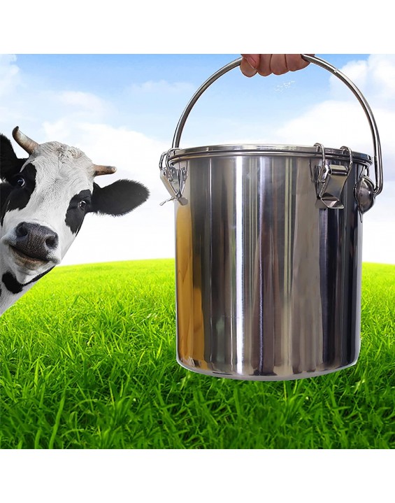 DISHENGZHEN Cow Milking Machine, Pulsation Vacuum Pump Milker, with 5L Stainless Steel Milker Bucket, Livestock Household Domestic Farm Milking Device