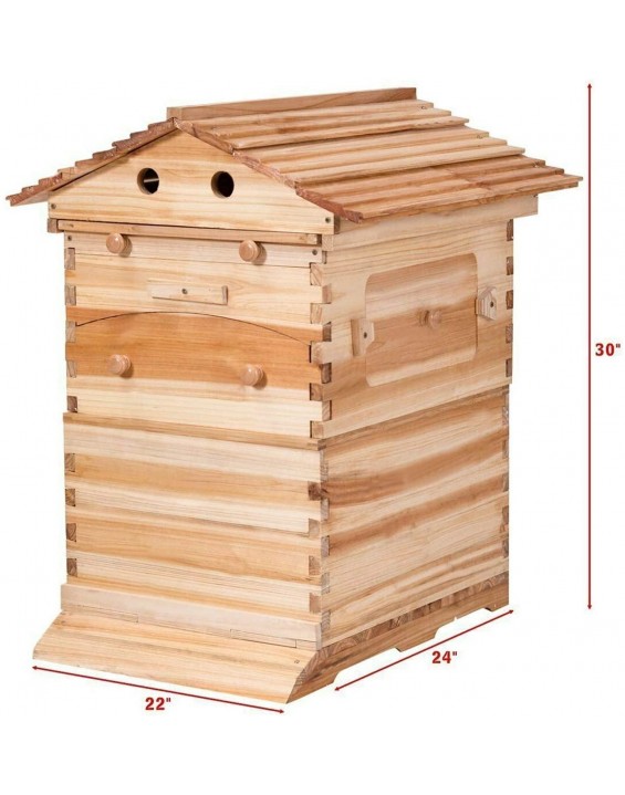 Adasea Flow Hive, Auto Flow Beehive, Beekeeping Wooden House with 7 PCS Auto Honey Beehive Frame, Food Grade BPA (Beehive Frame+Wooden Box)
