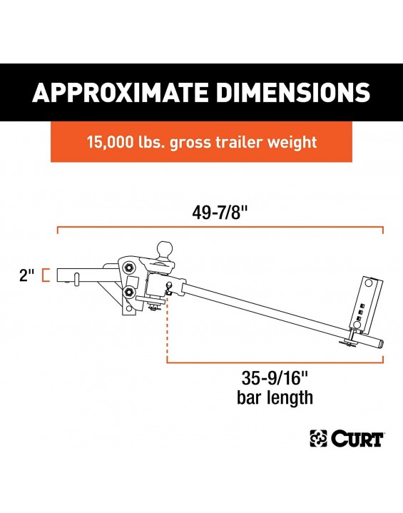 CURT 17501 TruTrack 4P Weight Distribution Hitch with 4X Sway Control, Up to 15K, 2-in Shank, 2-5/16-Inch Ball , Black