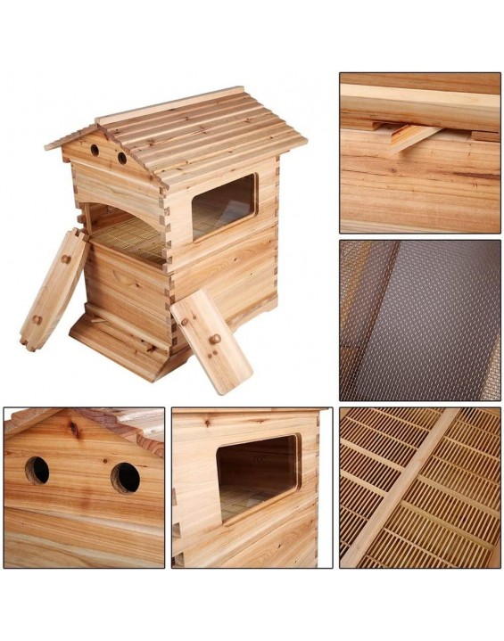 Flow Hive Beehive Kit , Wooden Bee Hive House Kit Wooden Beekeeping House Beehive Boxes for Beginning Professional Beekeepers ( with 7PCS Auto Bee Hive Frame )