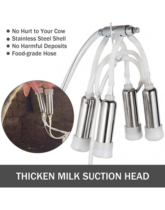 Happybuy Electric Milking Machine 1440 RPM 5-8 Cows per Hour Milker Machine 0.55 KW Milking Equipment with 25L 304 Stainless Steel Bucket Single Cow Milking Machine