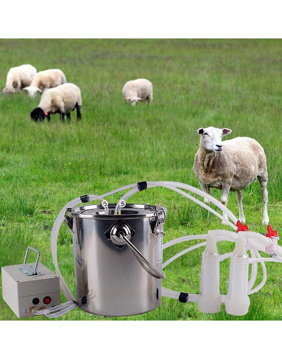 Goat Milking Machine, Cow Milking Machine,Electric Vacuum Pulsation Pump Milker,Milking Supplies W/Stainless Steel Bucket,Automatic Portable Livestock Milking Equipment