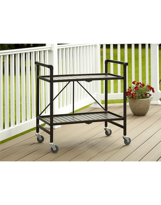 Cosco Indoor/Outdoor Serving Cart, Folding, Brown