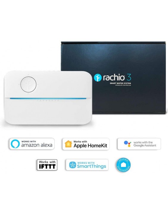 Rachio 3 Smart Sprinkler Controller, 8 Zone 3rd Generation, Alexa and Apple HomeKit Compatible with Hyperlocal Weather Intelligence Plus and Rain, Freeze and Wind Skip