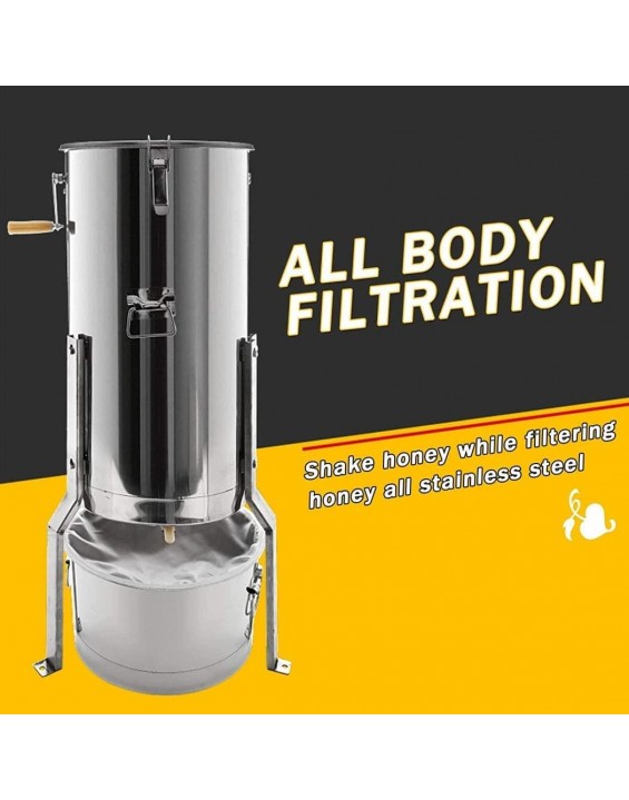 Honey Centrifugal Extractor, Manual 2 Frame Honey Extractor with Stand, Filter, Honey Shaker Honey Separation Tool for Large Beekeeping