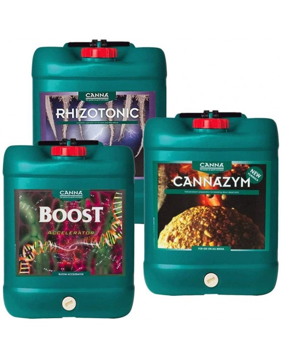 Canna Boost, Cannazym, Rhizotonic Plant Additives Hydroponic Nutrient Bundle (5 Liter)