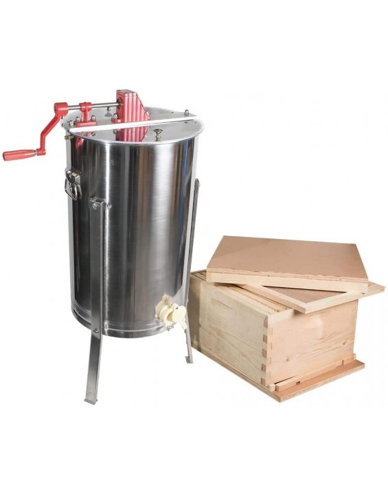Goodland Bee Supply Complete Begginers Bee Hive Kit Including 2 Frame Honey Extractor. Bee Foundations and Frames, Inner Cover, Telescoping Top, Hive Bottom Included. - 2V-H046-B9KA