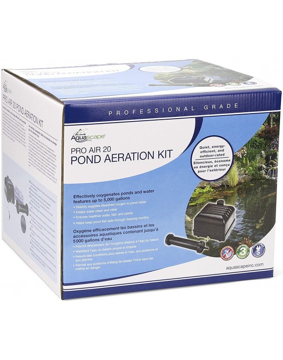 Aquascape Pro Air 20 Pond Aerator and Aeration Kit with Tubing and Self-Cleaning Diffuser, Out-door Rated| 61009