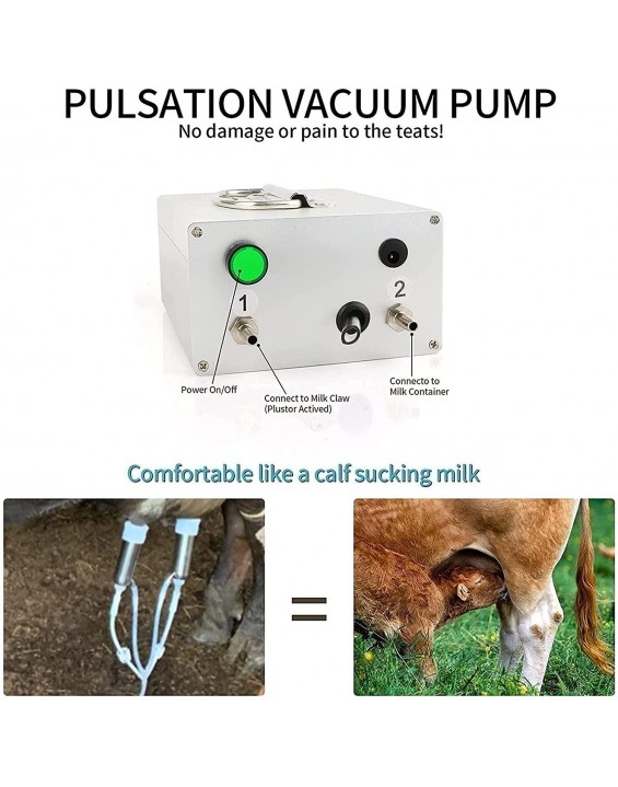 HSOSK Milking Machine Kit, 14L/7L Electric Goat Cow Milking Machine with Pulse Vacuum Pump Goat Milking Supplies Cow Goat Sheep Milking Machine