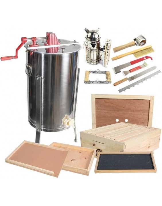 GOODLAND BEE SUPPLY 2 Frame Honey Extractor with Bee Brood Box & Hive Tool Kit