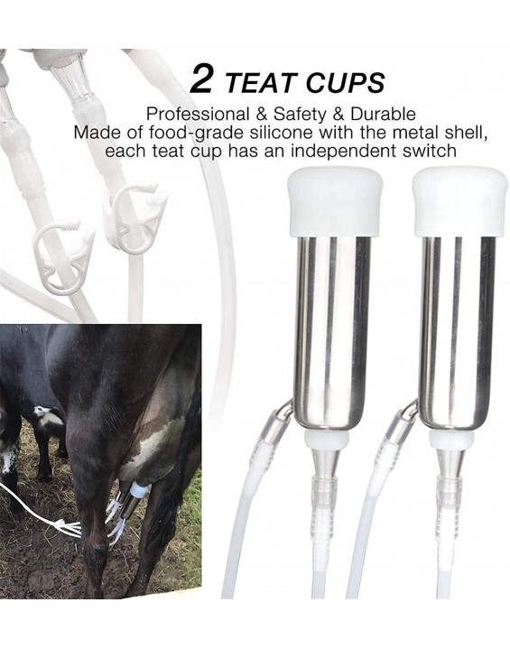 HSY SHOP Milking Machine Kit, 5L Domestic Electric Goat Cow Milking Machine with Vacuum Pulse Pump Goat Milking Supplies (Color : Cattle, Size : 14L)