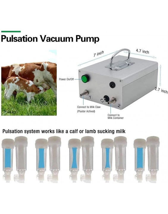 HSY SHOP Milking Machine Kit, 5L Domestic Electric Goat Cow Milking Machine with Vacuum Pulse Pump Goat Milking Supplies (Color : Cattle, Size : 14L)