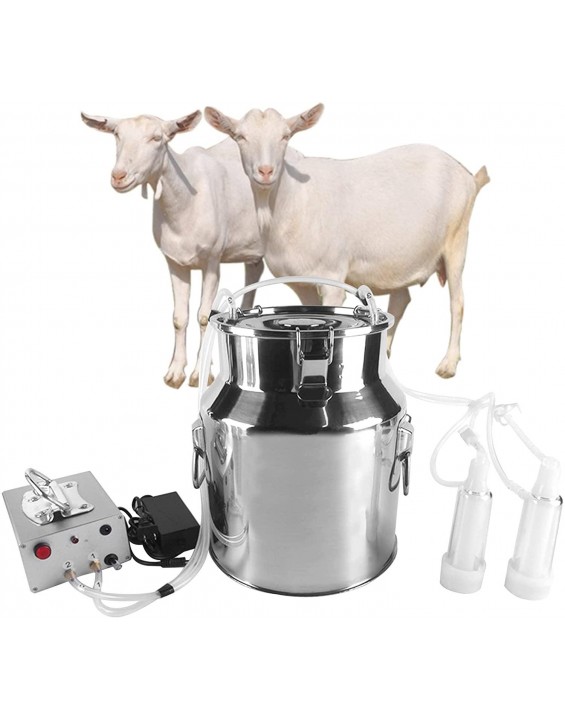14L Milking Machine for Goats, Automatic Stainless Steel Livestock Milking Equipment for Farm Household Use, Stainless Steel Bucket Goat Milker, 7L Electric Milking Machine