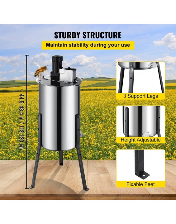 Happybuy Electric Honey Extractor 3 Frame Bee Extractor Stainless Steel Honey Spinner with Stand Beekeeping Equipment
