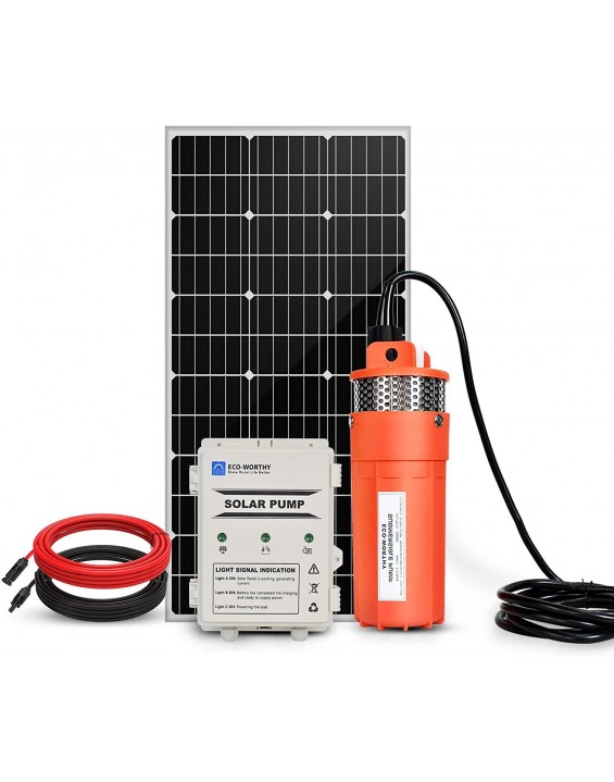 ECO-WORTHY Solar Well Pump Kit with Battery Backup, 12V Solar Water Pump + 100W Solar Panel Kit + 10Ah Battery for Well, Irrigation, Filling Water Tank-DELIVERY IN 2 PARCELS
