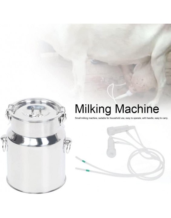 HAOX 14L Cow Milking Machine,Electric Portable Milking Machine for Goats Sheep, Pulsation Vacuum Pump Milker, Milking Supplies with Stainless Steel Bucket(US Plug Cattle)