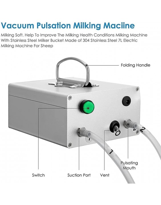 Cow Milking Machine, Pulsation Rechargeable Battery Vacuum Pump Milker, Automatic Portable Livestock Milking Equipment (Battery Milker 7L,for Cow ( Color : For Goat , Size : Battery Milker 14L )