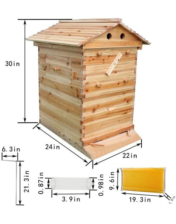 7PCS Beehive Complete kit,Auto Beehive Frame fir Wooden Beehive House, Automatic Honey Flow Hive Beehive Frames Kit, Beehives and Supplies Starter Kit for Beekeepers