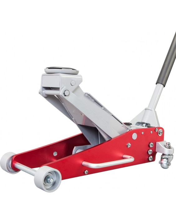 BIG RED AT830011LR Torin Hydraulic Low Profile Aluminum and Steel Racing Floor Jack with Dual Piston Quick Lift Pump, 3 Ton (6,000 lb) Capacity, Red